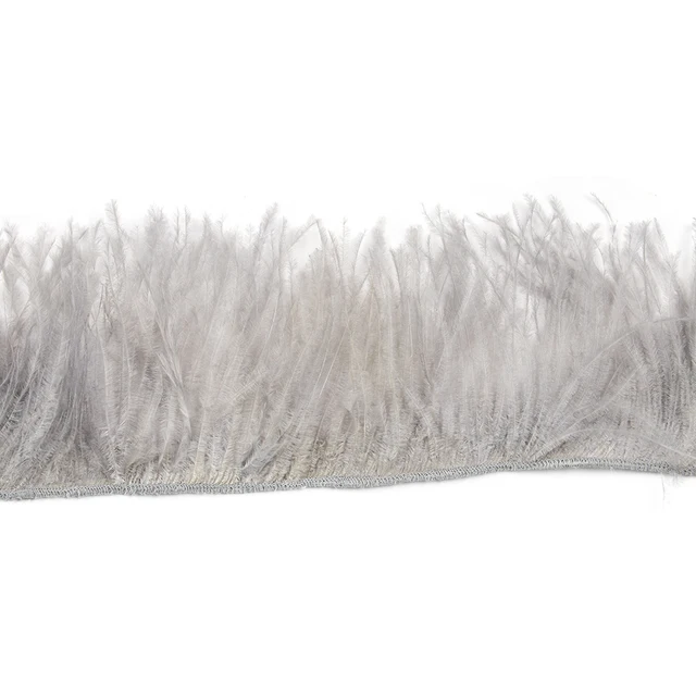 1Meter White Ostrich Feather Fabric Lace Tassel Wedding Party Dress