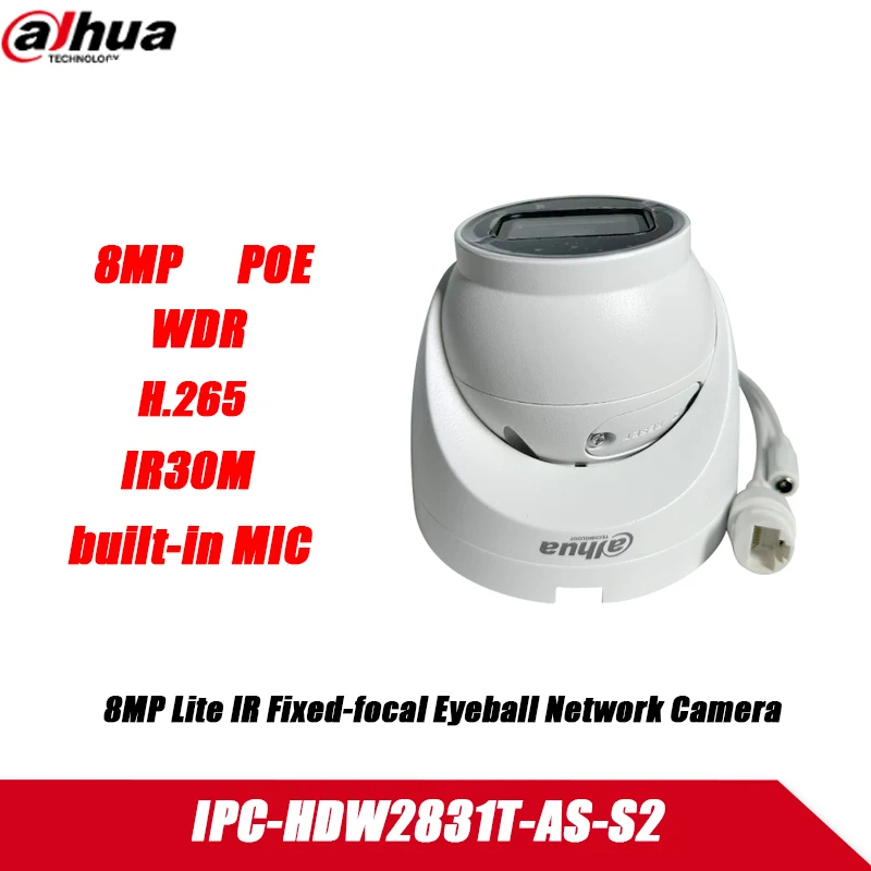 Dahua 4K 8MP Ip Camera Poe IPC HDW2831T AS S2 Ingebouwde Microfoon & Sd