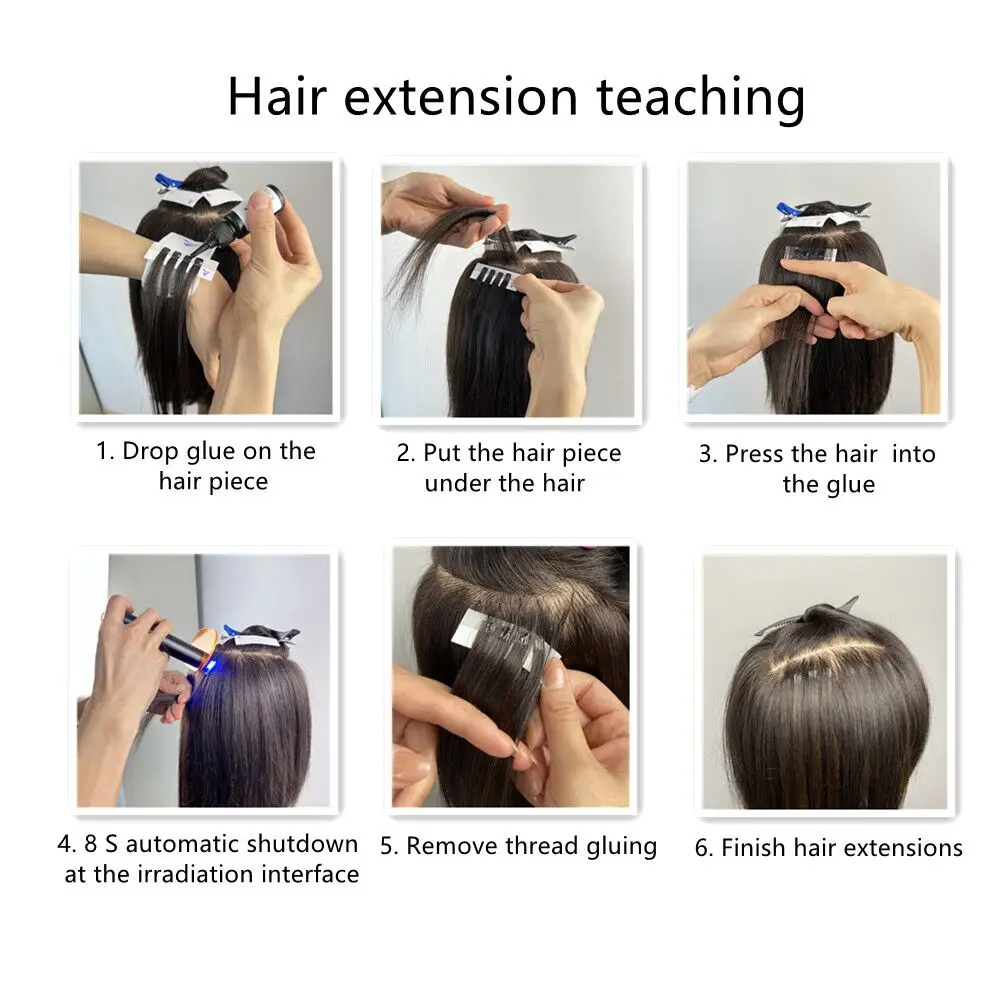 V-Light Technology Hair Extension Machine Traceless tape Hair Extension Tools Kit Set with V light Hair extension glue images - 6
