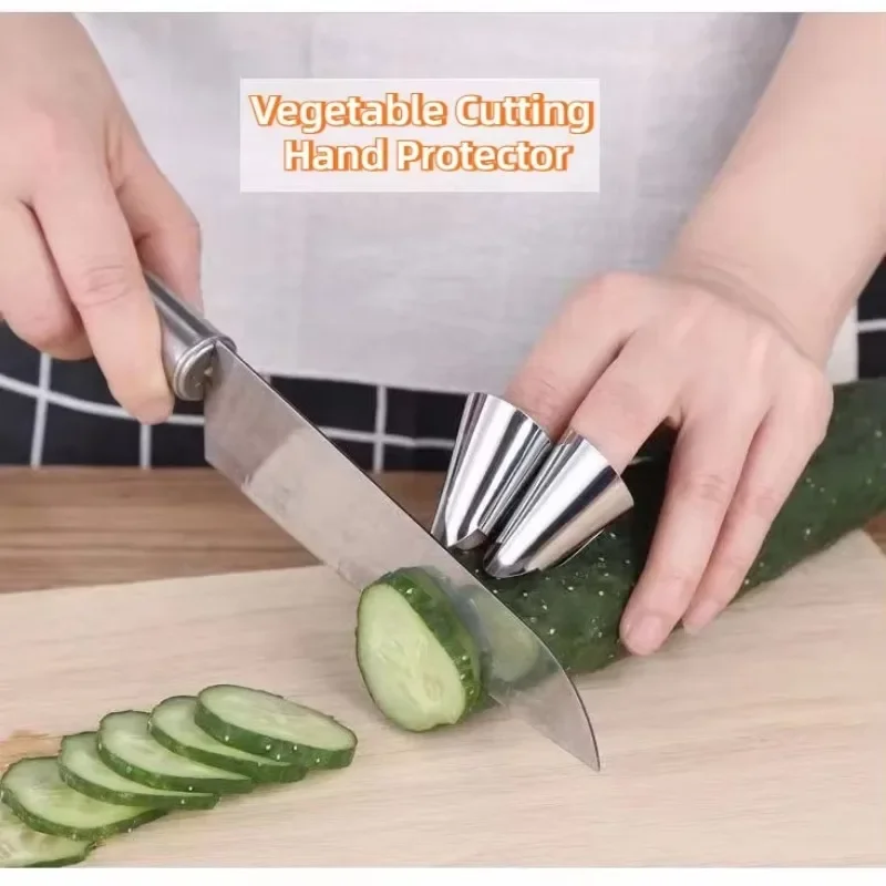 Stainless Steel Picking Iron Nail Finger Protector Finger Protector Finger Sleeve Peeling Garlic Pinching Beans Kitchen Gadgets