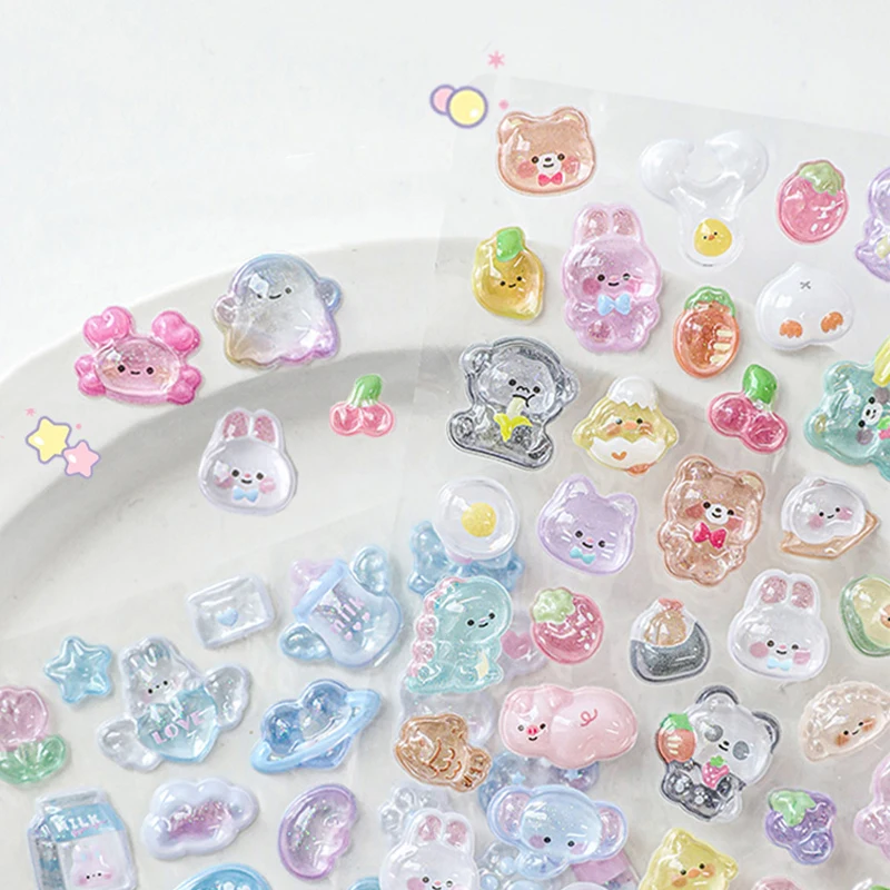 3D Stickers 3D Wall Stickers DIY Cartoon Animal Decoration Relief Waterproof Transparent Crystal