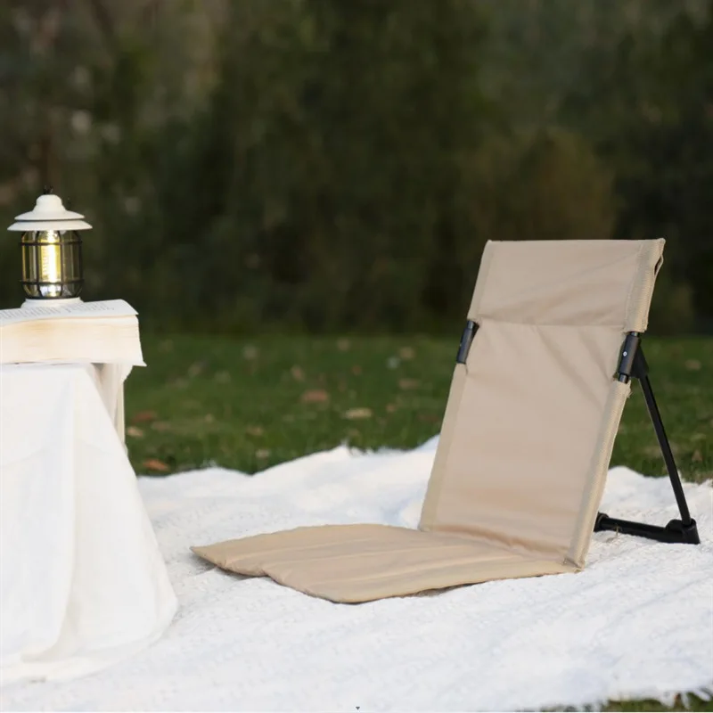 Folding Chair Foldable Camping Chair Outdoor Garden Park Single Lazy Backrest Cushion Picnic Beach
