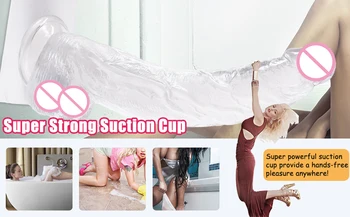 32cm Realistic Dildo with Suction Cup Inch Transparent Belt Curved Axis and Ball G-spot Vaginal Stimulator Female Penis Sex Toys 4