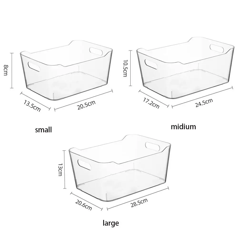 Large Capacity Clear Organizers Plastic Storage Bins With Handles Countertop Makeup Organizers Closet Fridge Storage Box