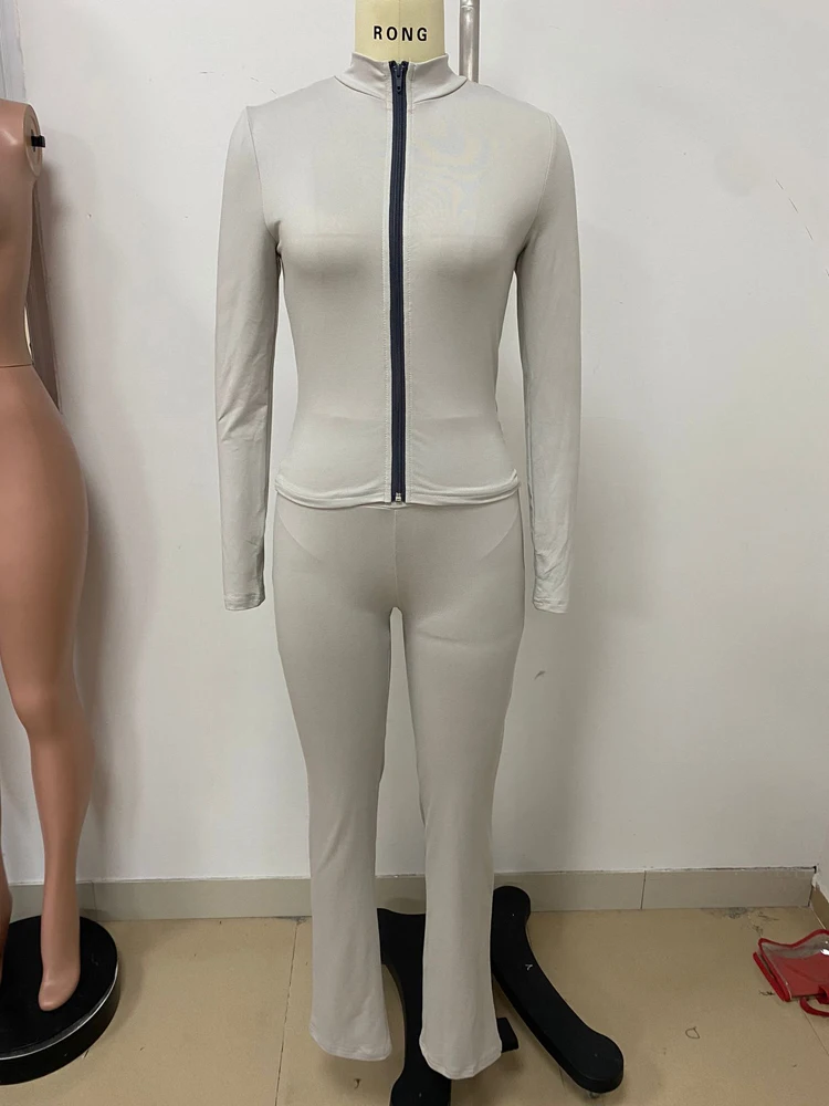 Zweiteiliges Set für Damen, Oberteil mit Reißverschluss, hohe Taille, schmale Passform, Hosenanzug, Sportbekleidung, lässig, Herbst-Winter, Jogging-Outfits für Damen, Set 2024 – Detail 10