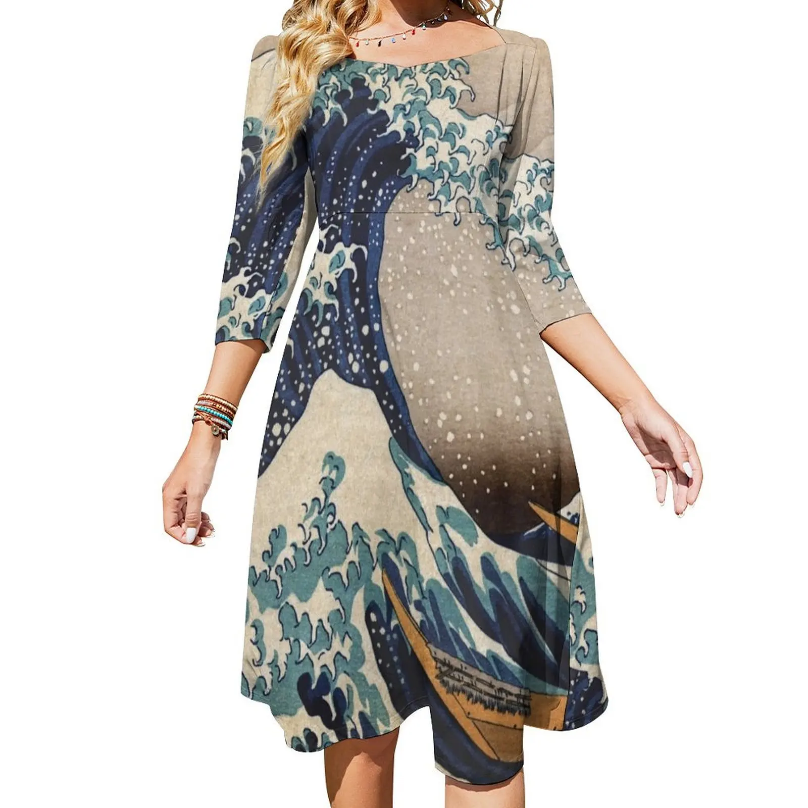 

Женское длинное пляжное платье The Great Wave off Kanagawa, летнее платье