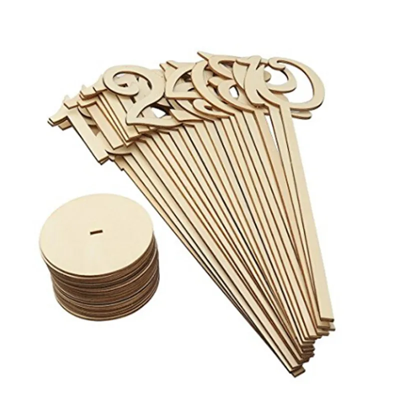 10Pcs/Pack Wooden Wedding Supplies Wedding Place Holder Table Number Figure Card Digital Seat Decoration Hot Sale 2024