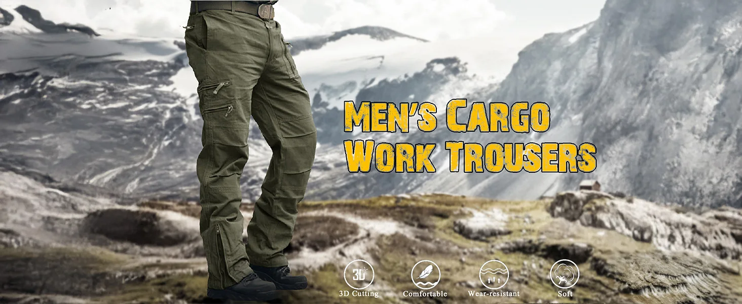 EKLENTSON Herren-Cargohose aus Baumwolle, Safari-Ripstops, 8-Taschen, Arbeitshose, Wandern, Kampfhose, Cargohose, Frühling und Herbst – Detail 2