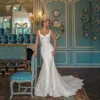 Simple Generous Wedding Dresses With A-line Lace Applique Tailored For Woman 2024 Square Collar Bridal Gowns Tulle Sweep Train 3