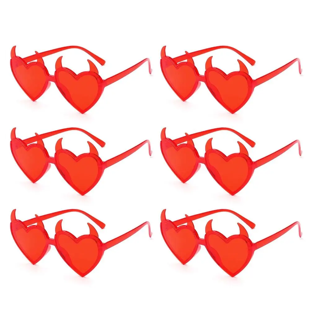 

Devil Ear Heart Shape Sunglasses UV Protection Halloween Decoration Cosplay Glasses Rock Horn Sun Glasses for Halloween/Party