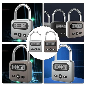 Timing Padlock Timer Lock LCD Display Multi Function Electronic Time 999 Hours Max Timing Home Security Locks Door Hardware 5