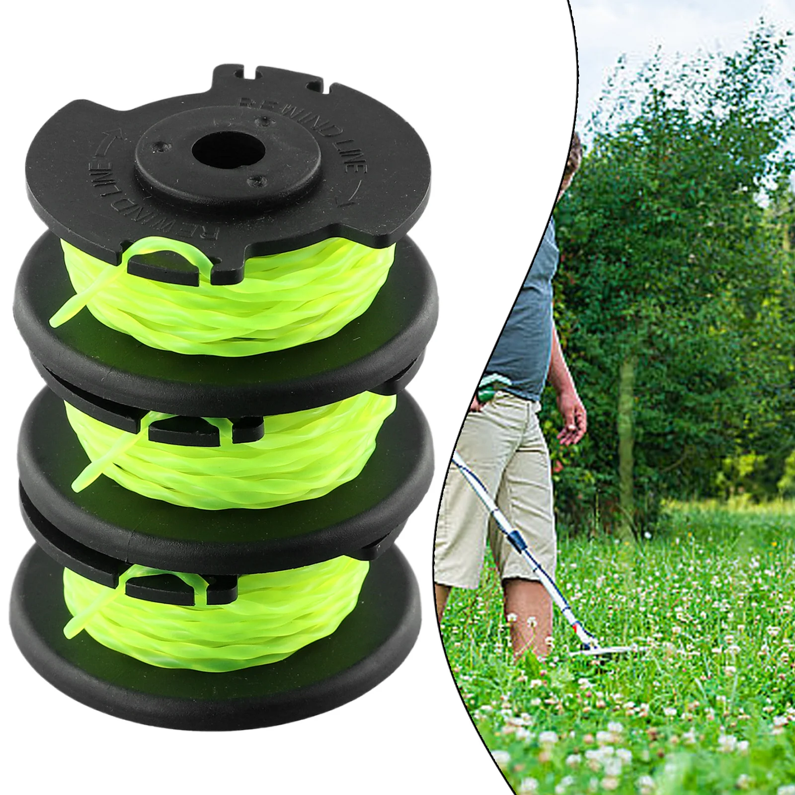 

Black + Fluorescent Green Spool Line Replacement 3 Pcs Garden Power Tool Parts Grass Trimmer Spools High Quality New