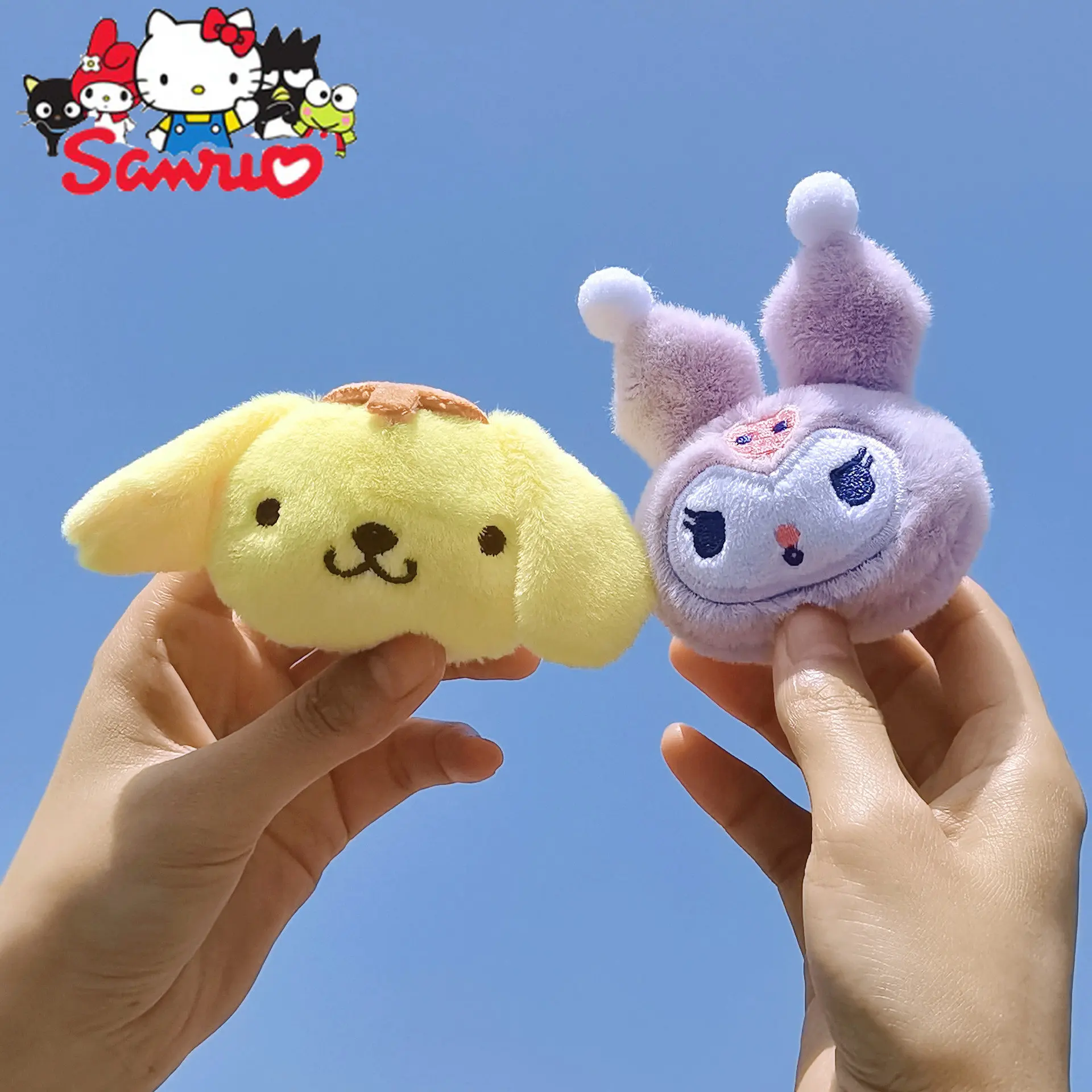 

1Pc Sanrio Melody Kuromi Hello Kitty Cinnamoroll Pochacco Hair Headgear Bags Stuffed Pp Cotton Doll Gifts Cartoon Pendant 10cm