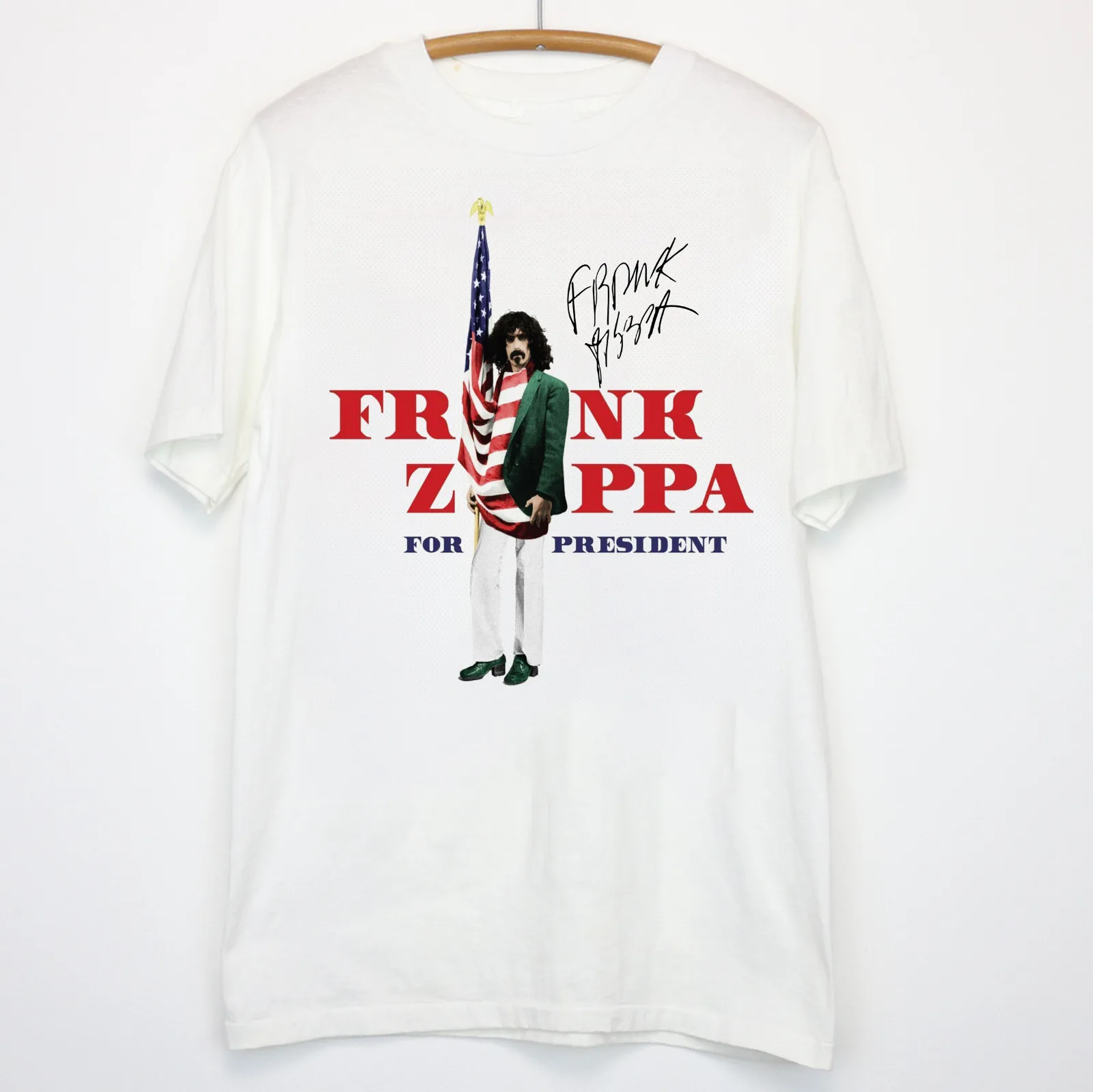 Rare Frank Zappa For President Signature White T Shirt Da S A 5Xl Gift Fans Hn596