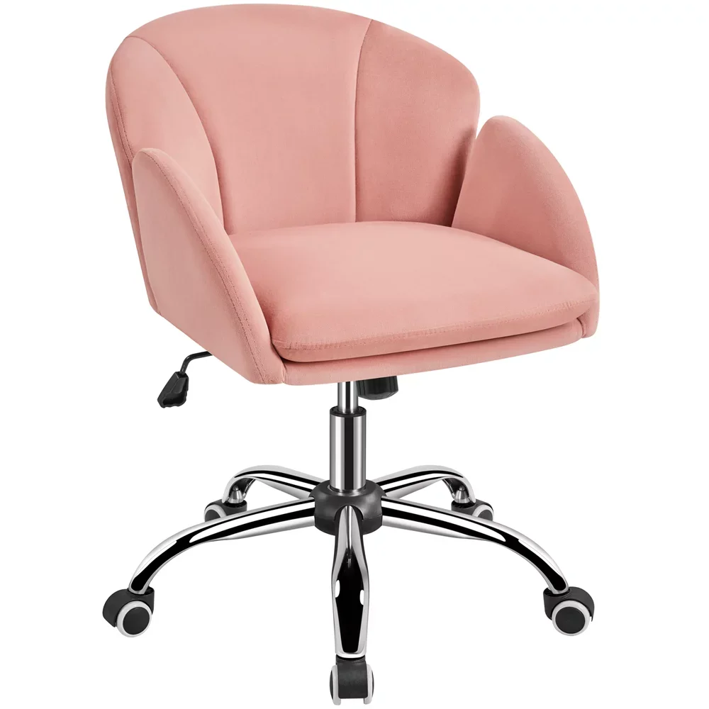 

Modern Velvet Rolling Desk Chair for Home Office, Pink