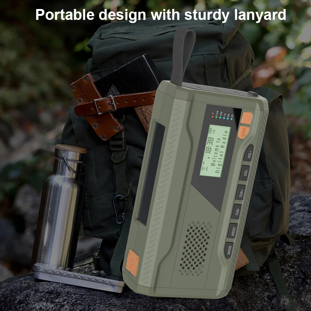 Portable DAB FM Radio with Flashlight BT Speaker Hand Crank Radio Emergency Weather Radio for Outdoor Camping Emergency