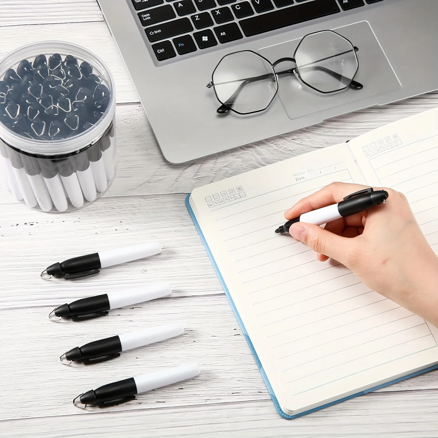 20/40/80 Pcs 미니 검정 잉크 영구 마커 펜 볼 헤드 키 체인 포함 간호사 사무실 소매 라벨 용 내구성 플라스틱 소재