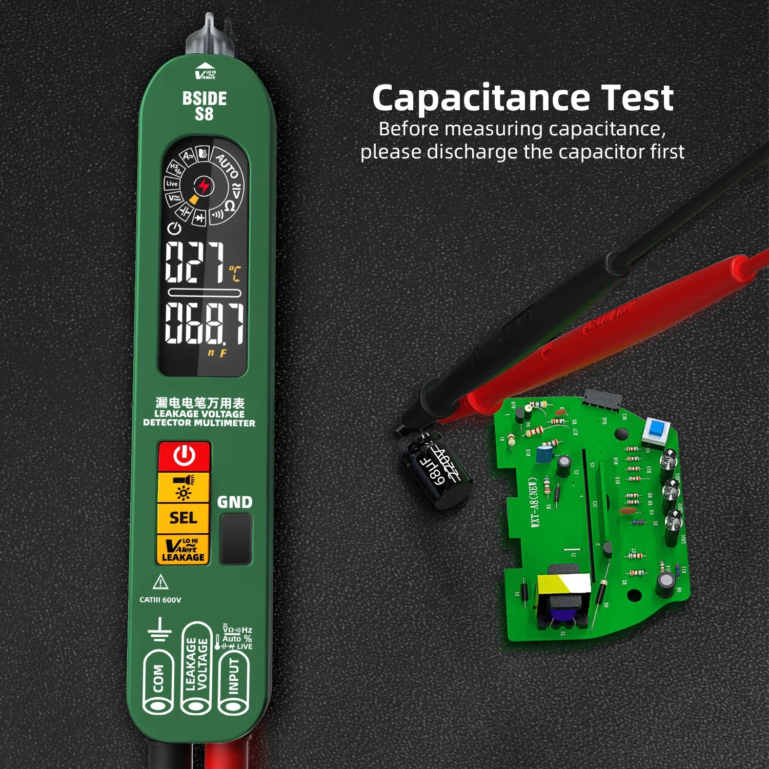 Pen Type Detection Leakage Voltage Tester Smart Digital Multimeter 6000 Counts Auto Range True RMS Electricians Tools BSIDE S8