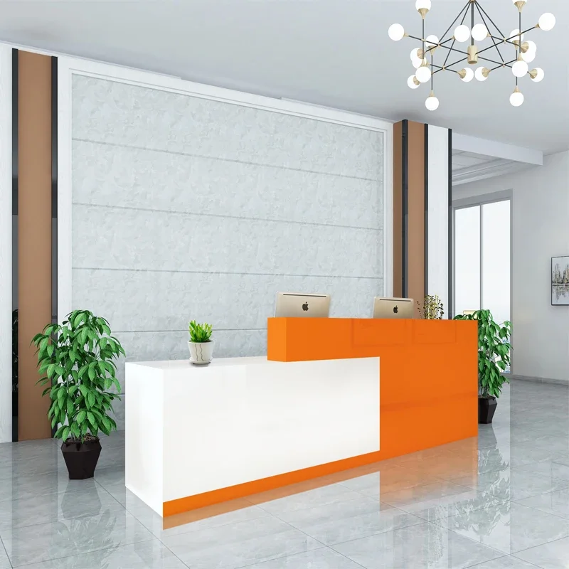 Salon Reception Desk Aesthetic Counter Long Black Cash Cabinet Center Decor Home Bar Furniture Glass Pulpito Professional Front