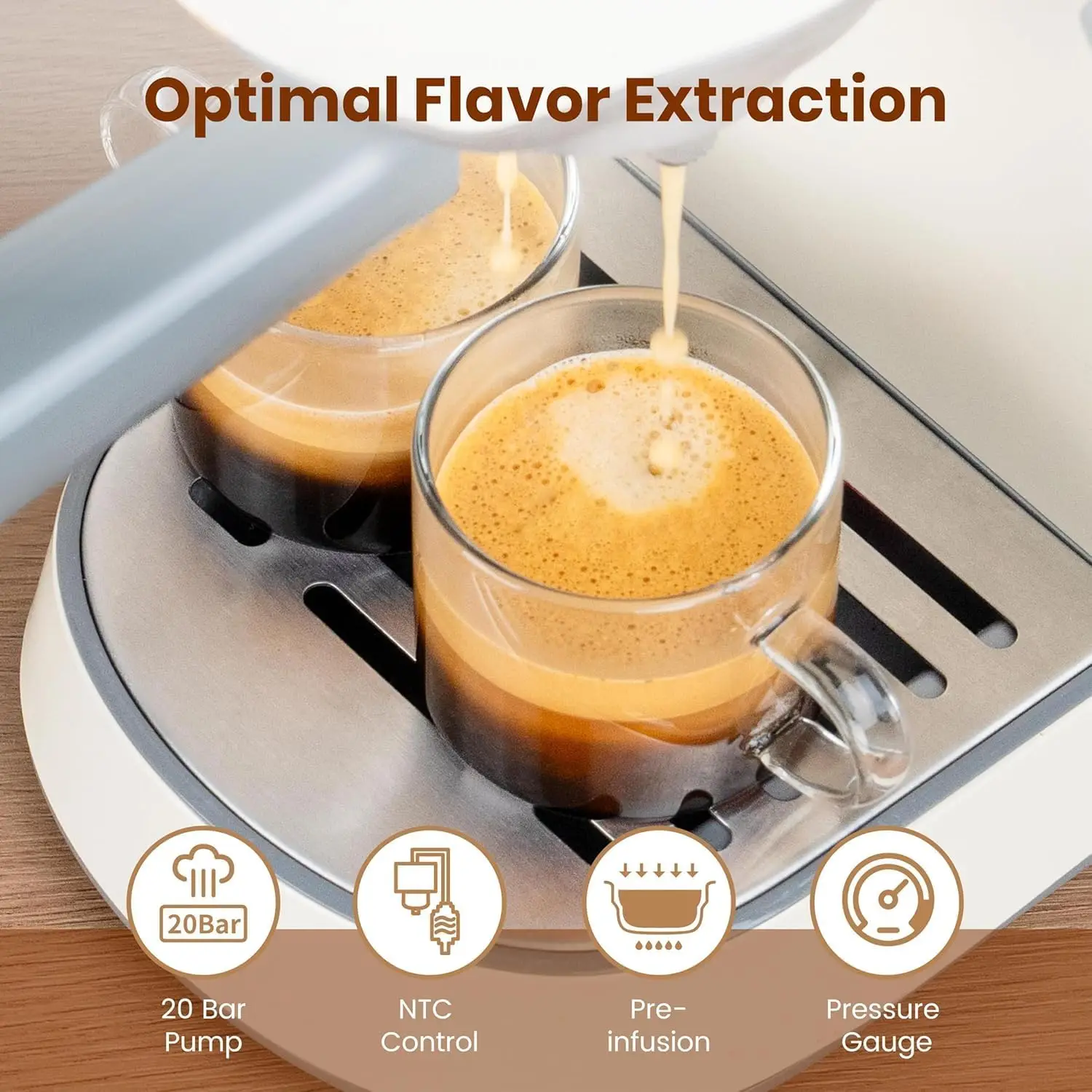 Espresso Machine 20 Bar with Grinder, Professional Espresso Maker with 35 Precise Grind Settings Burr Coffee Grinders Combos