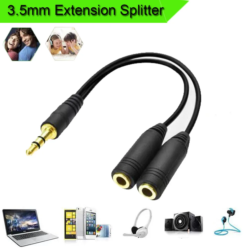 Premium Audio Y Splitter Cable - Hi-Fi Sound 3.5mm Male to Dual Female Ports