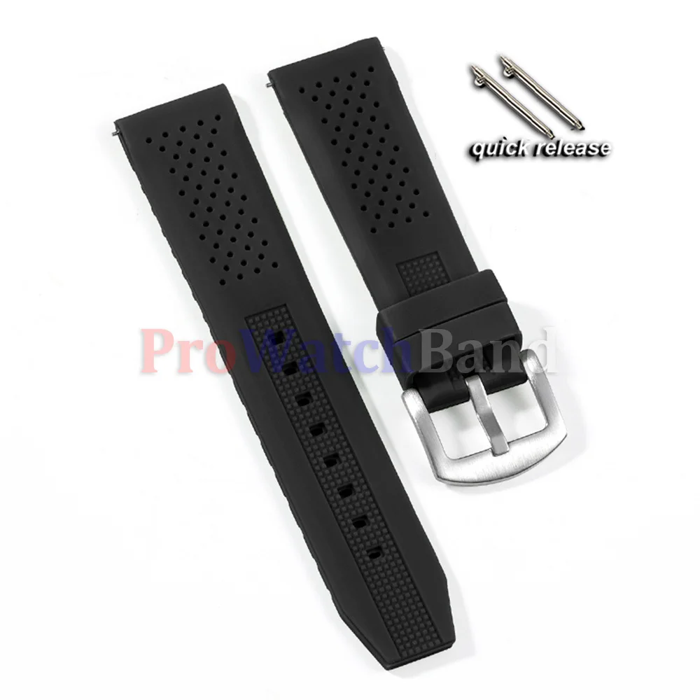 Premium Silicone Waterproof Sport Watch Band with Pin Buckle - Soft Rubber Strap