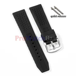 Premium Silicone Waterproof Sport Watch Band with Pin Buckle - Soft Rubber Strap - 18mm (Black)