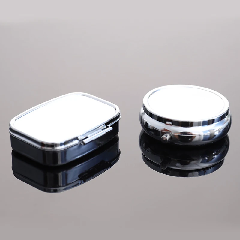 Waterproof Metal Pill Organizer Portable Round Square Pill Box Pill Container Weekly Pill Splitter Box