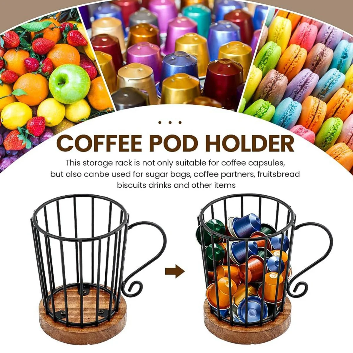 Coffee Pod Holder K Cup Organizer, K Cup Holders for Counter Coffee Pods Storage Organizer Decor for Bar