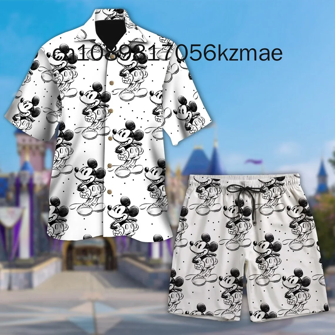 Mickey And Friends Cruise Hawaiian Shirt Shorts Set Casual Beach Short Sleeve Set Disney Beach Shorts Retro Button Shirt 2