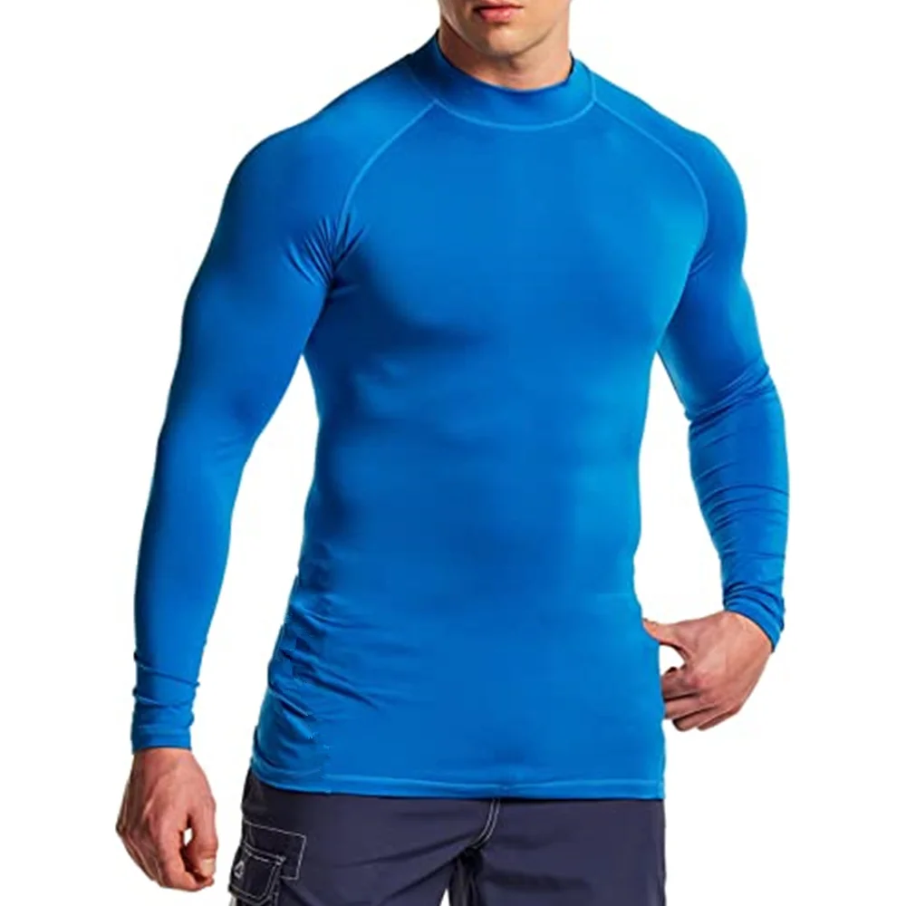 Mens Swimming T-shirt UV Protection Rash Guard Long Sleeve For Beach Diving Surfing