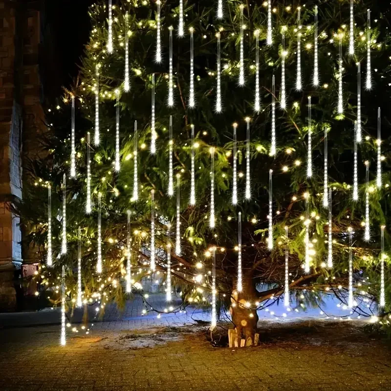 Description Picture 2 of item24/32 Tubes Meteor Shower Led String Lights New Year for Street Garlands Fairy Garden Lights Outdoor Christmas Tree Decorations