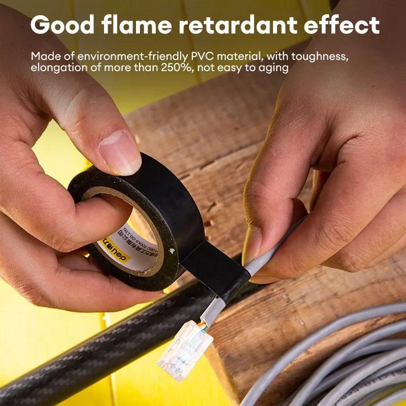 Deli Electrical Tape 1Pcs 10m/20m PVC Electrical Flame Retardant Insulation Waterproof Tape Pressure Resistant electrical tape electrical insulating tape insulation tape insulating tape