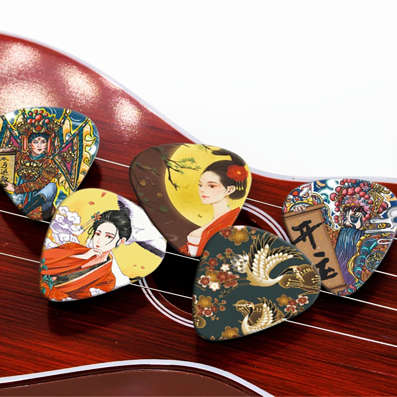 0.46/0.71/1.0Mm 10Pcs Guitar Paddles Chinese Style Acoustic Guitar Picks Musical Instrument Accessories Pick Accessories