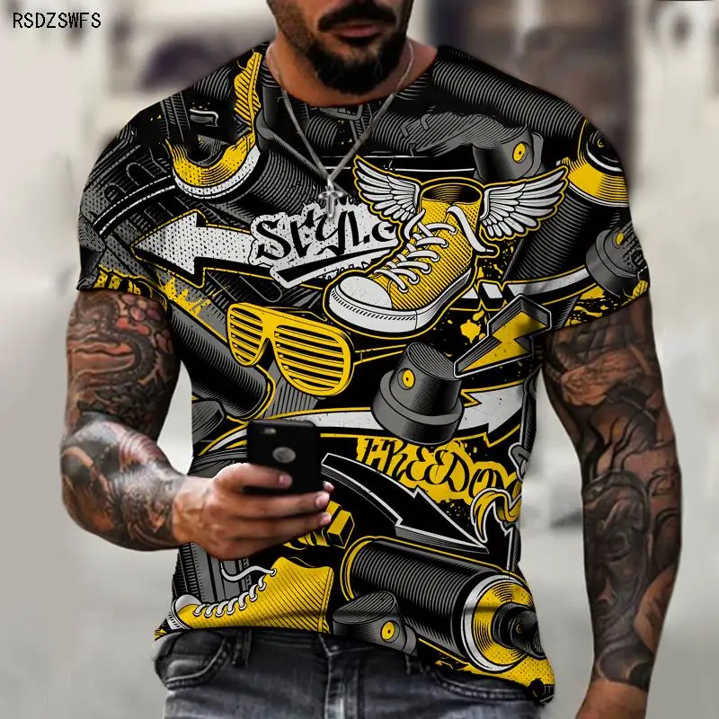 

Hip-hop Elements Summer 2021 Men's 3D Printing Shirt Oversized T-shirt Men's O-neck Shirt Casual and Sportswear Street Printing