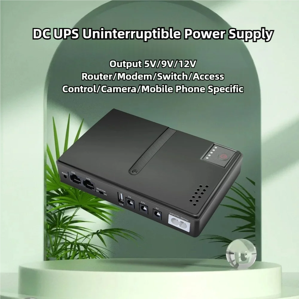 Mini Ups Battery Backup Portable 5V 9V 12V Dual Output Ports Backup Power Supply Adapter for Office Router Camera Phone EU Plug