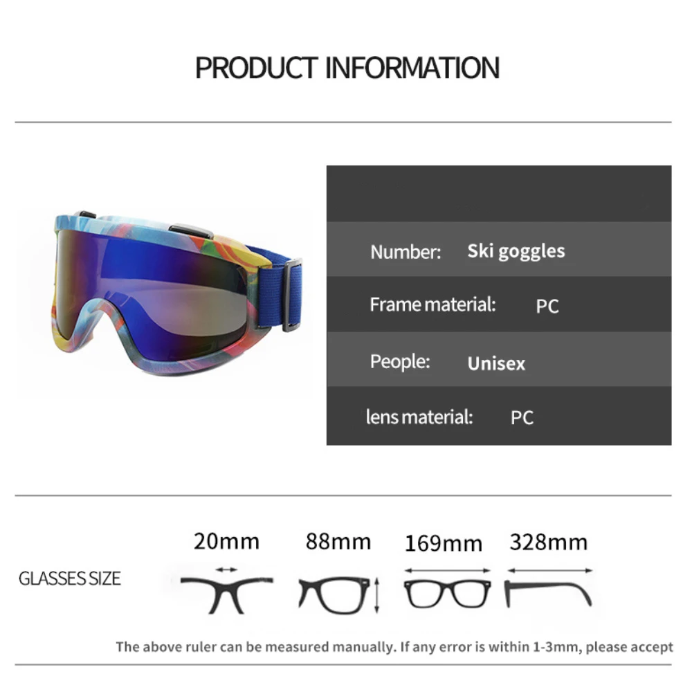 Polarized Ski Goggles Men Women Snowboard Glasses Double Layers Anti-fog Big Ski Glasses Outdoor Windproof Sport Skiing Goggles 2