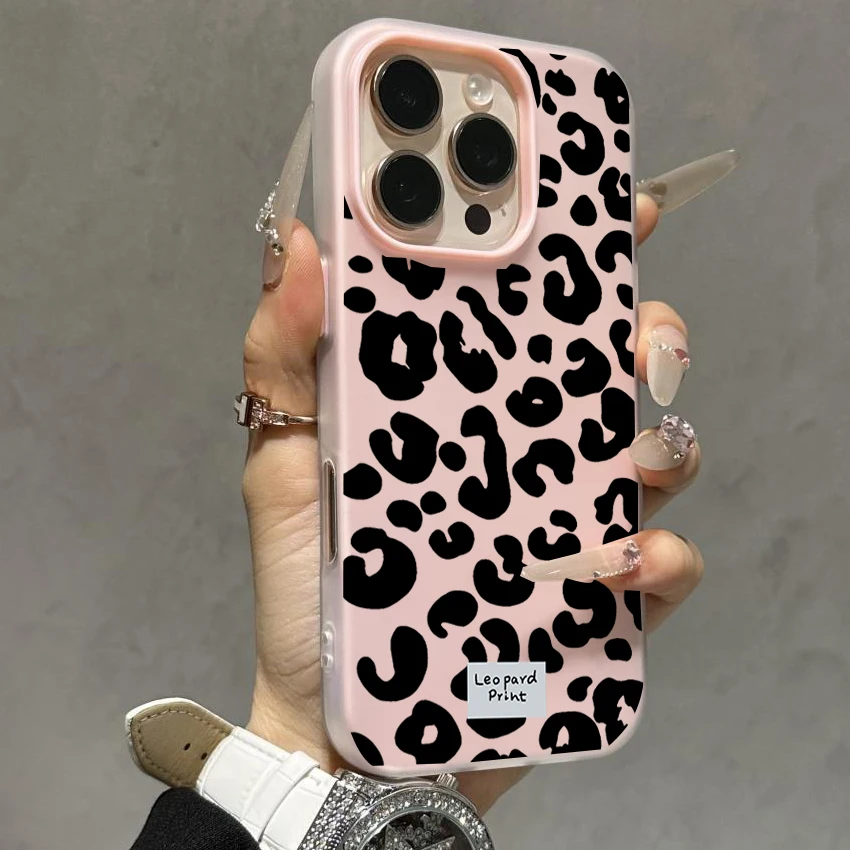 Luxury Pink Leopard Print Shockproof 2-in-1 Phone Case