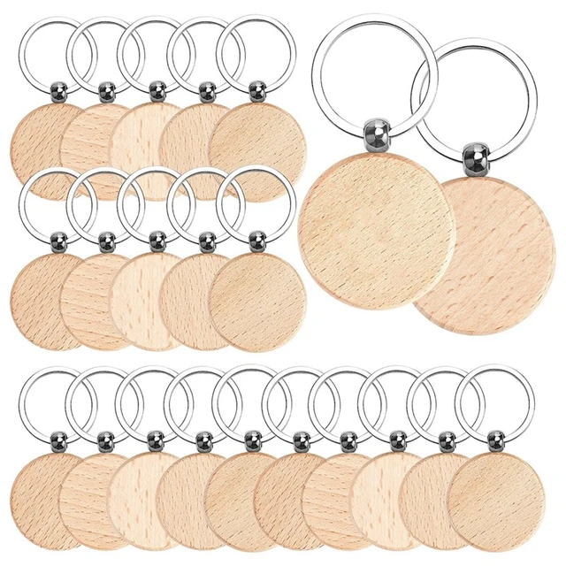 70PCS Wood Keychain Blanks, Unfinished Round Wood Key Tag, Wood Engraving Blanks  Key Chain For DIY Crafts-Round - AliExpress