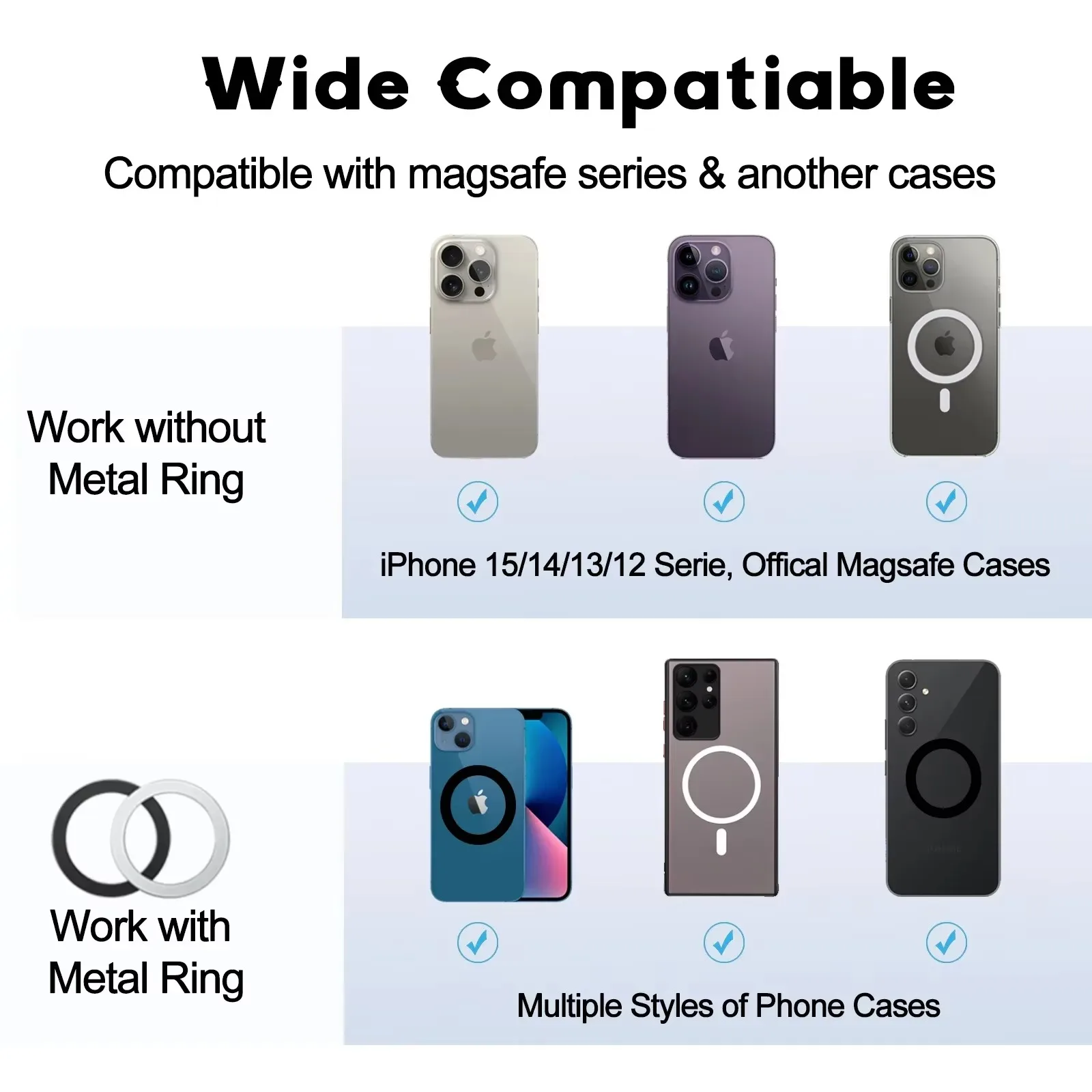 Eary Magnetic Phone Grip Holder Portable Finger Ring Stand With Magsafe 360° Rotation 90° Flip Kickstand for iPhone 16 Samsung