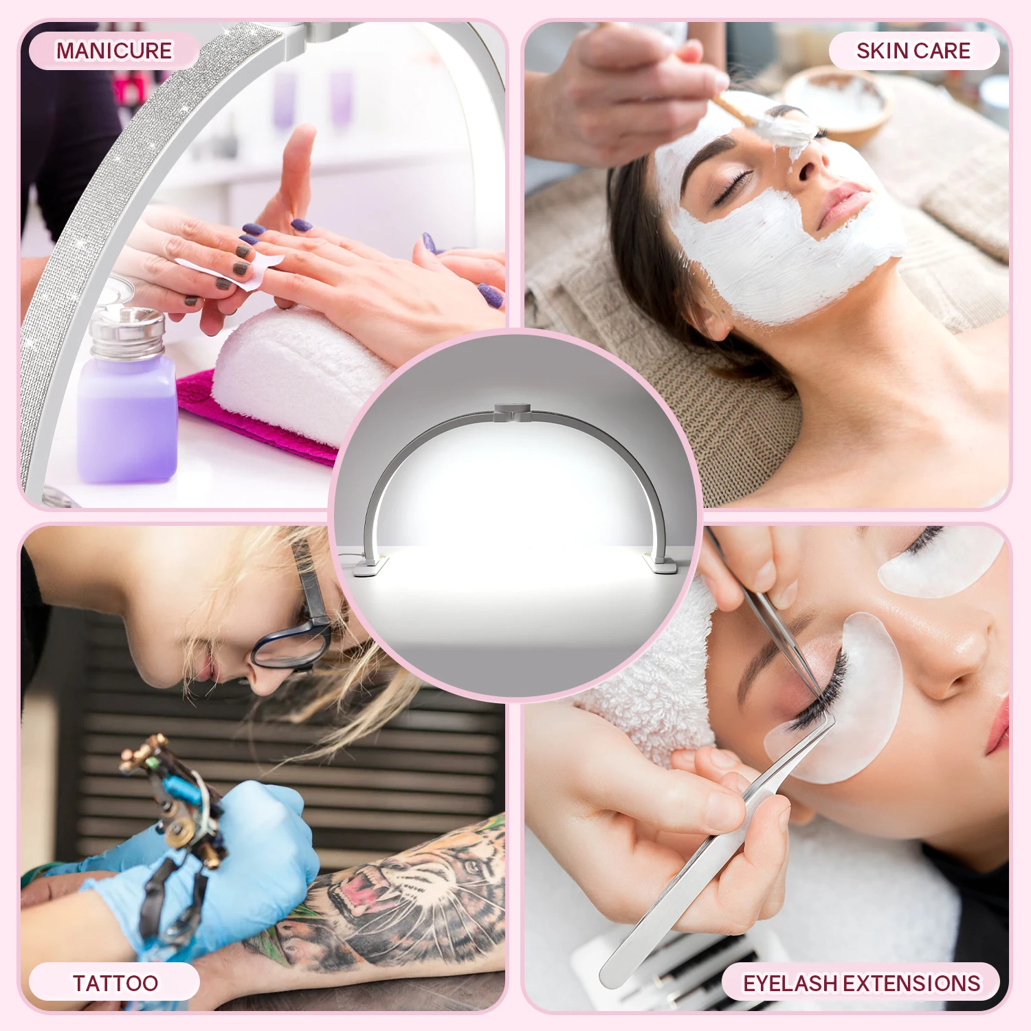 DianaBeauty Half Moon Light 35W Nail Desk Lamp U Shaped 364 LEDs Fill Light with Phone Holder Foldable Table Lamp for Nail Art 5