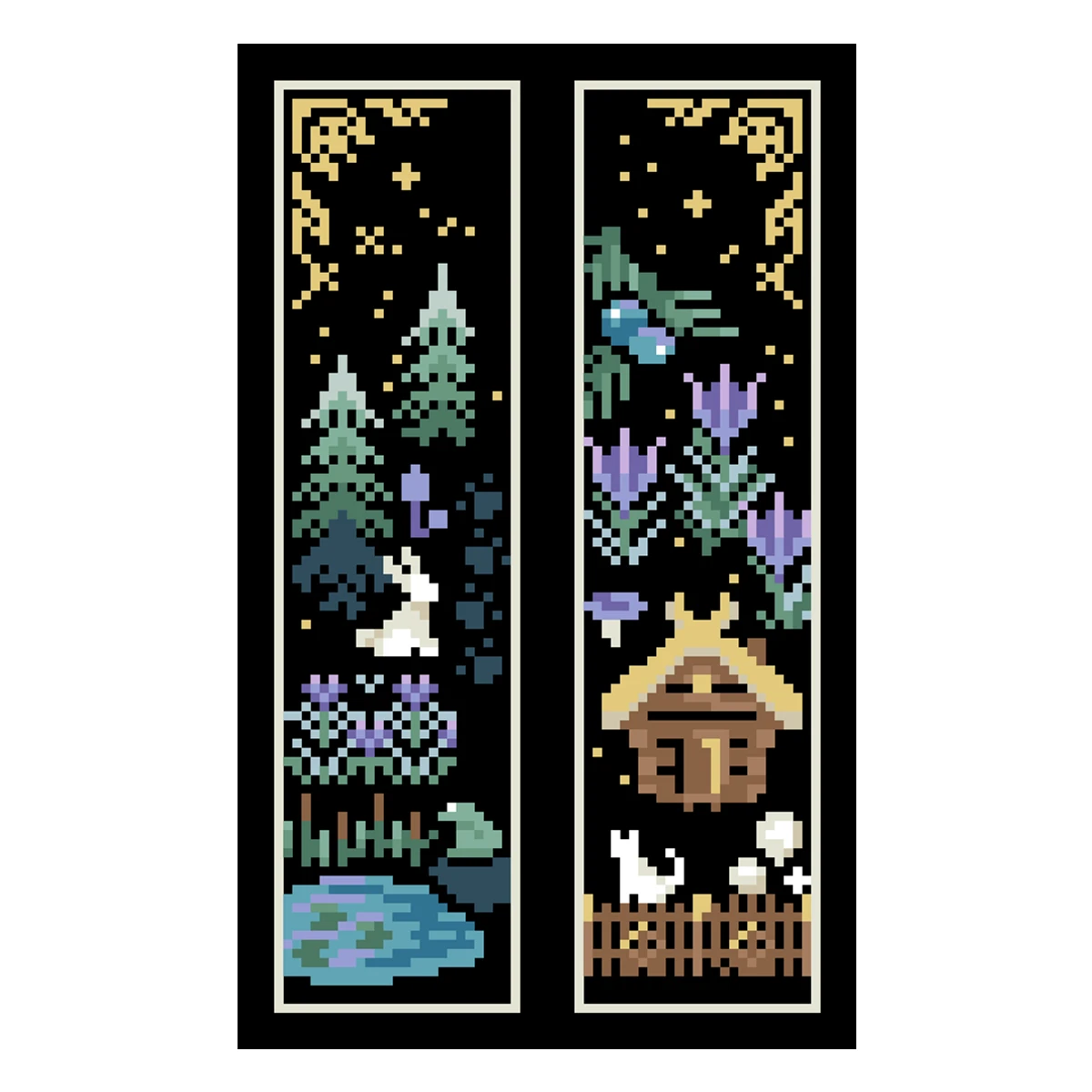 Cross Stitch Kit Mysterious forest patterns on both sides bookmarks cross stitch kit counted 14ct black canvas Fabric needlework embroidery