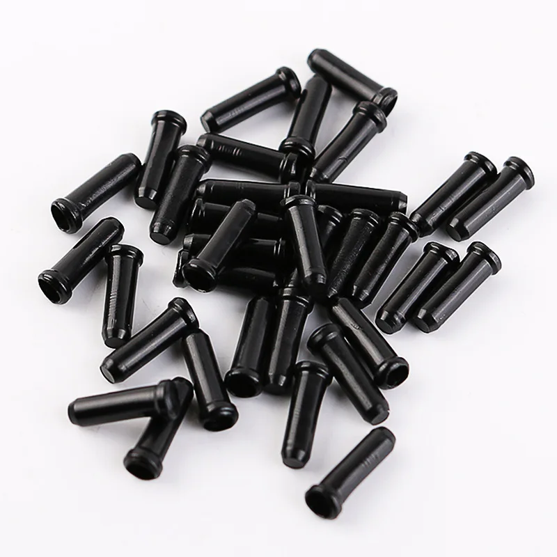 50pcs 자전거 브레이크 와이어 엔드 캡 블랙/블루/레드/골드/슬리버 알루미늄 합금 케이블 팁 산악 자전거