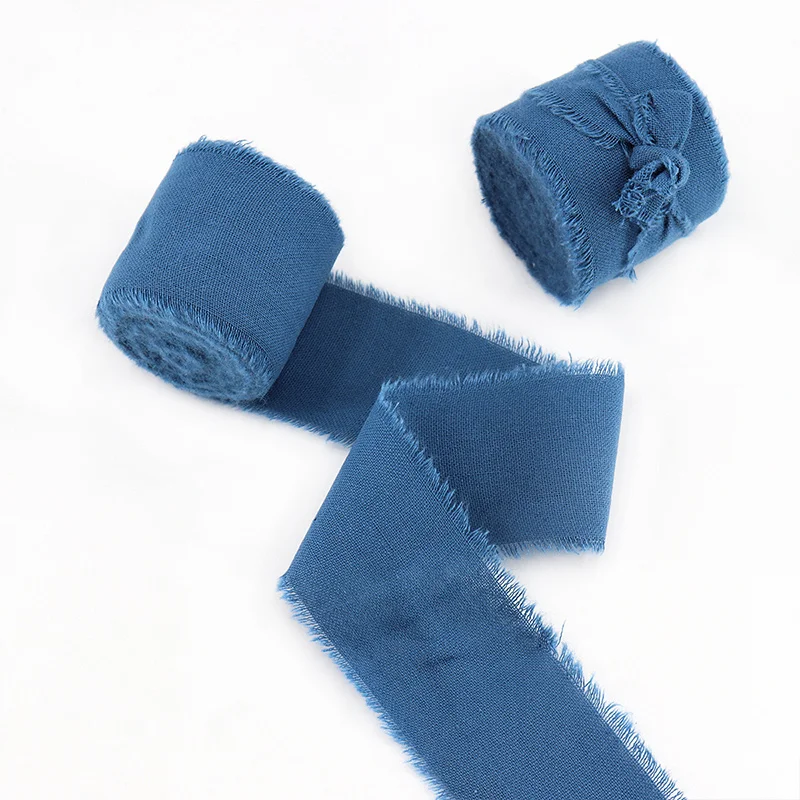 Emerald Green Frayed Edge Cotton Ribbon for Gift Packaging & Floral Bouquets – 3.8cm Wide