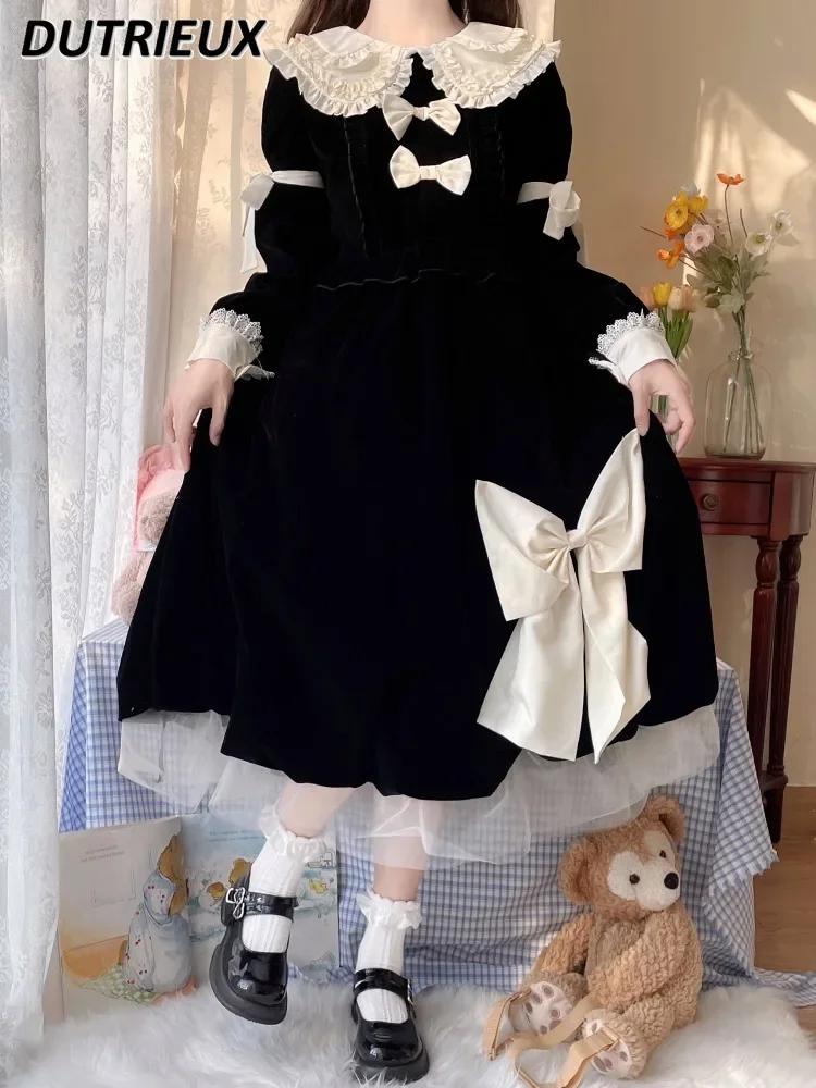 japanese-style-girl-sweet-cute-lolita-dresses-bow-doll-collar-velvet-elegant-long-sleeves-dress-for-women-spring-and-autumn