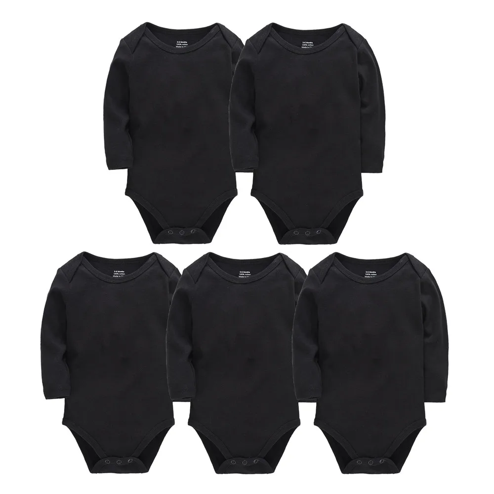 0-24 Months Baby Boy Clothes Cotton Long Sleeve White Black Plain Design Body Bebe Rompers Autumn Junpsuit - Image 2
