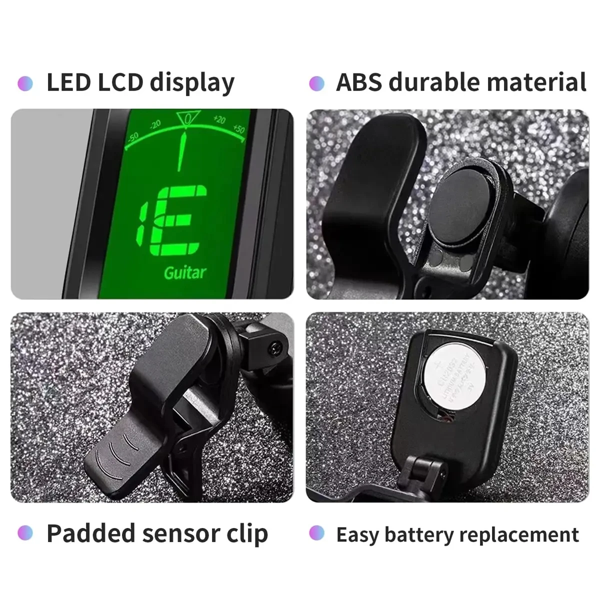Clip-On Electronic Tuner for Guitar Bass Ukulele Violin Mandolin Banjo