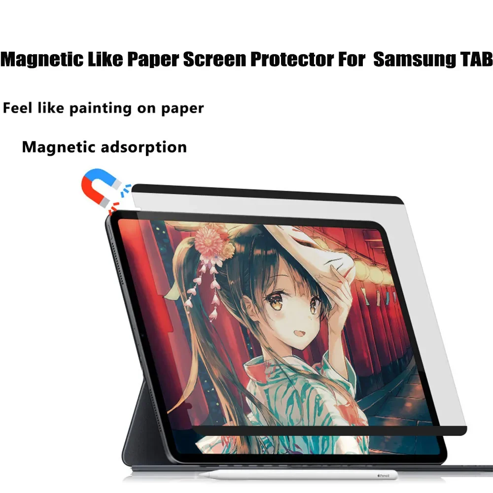 

Magnetic Like Paper Screen Protector For Samsung Tab A9+plus S9 FE S9 S6 S6 lite S7 S8 A8 S9 FE plus+ S7FE Reusable Screen Film