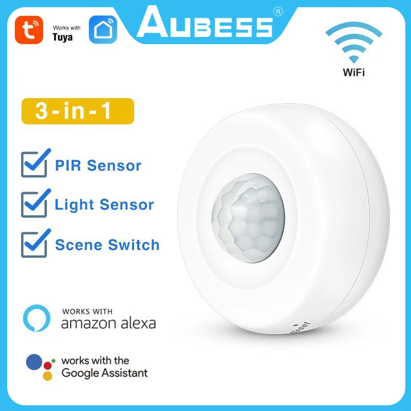 

AUBESS Tuya WiFi PIR Motion Sensor Smart Home Infrared Passive Detector Security Burglar Alarm Sensor Remote By Smart Life