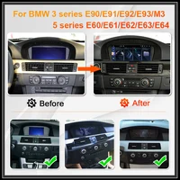 Écran autoradio Android 15 pour BMW E60 E61 E63 E64 E90 E91 Série 3/5 Carplay Android Auto Lecteur multimédia stéréo GPS 4G LTE 2